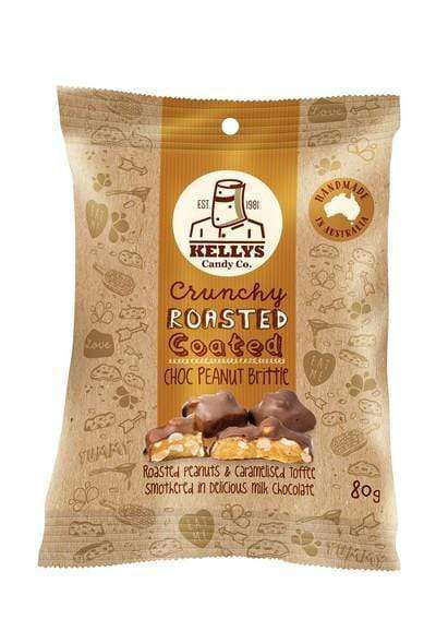 Kelly's Choc Peanut Brittle 8 x 80 Gm bags Goody Goody Gum Drops online lolly shop