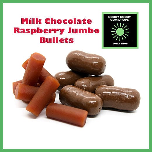 Milk Chocolate Raspberry JUMBO Bullets Goody Goody Gum Drops online lolly shop